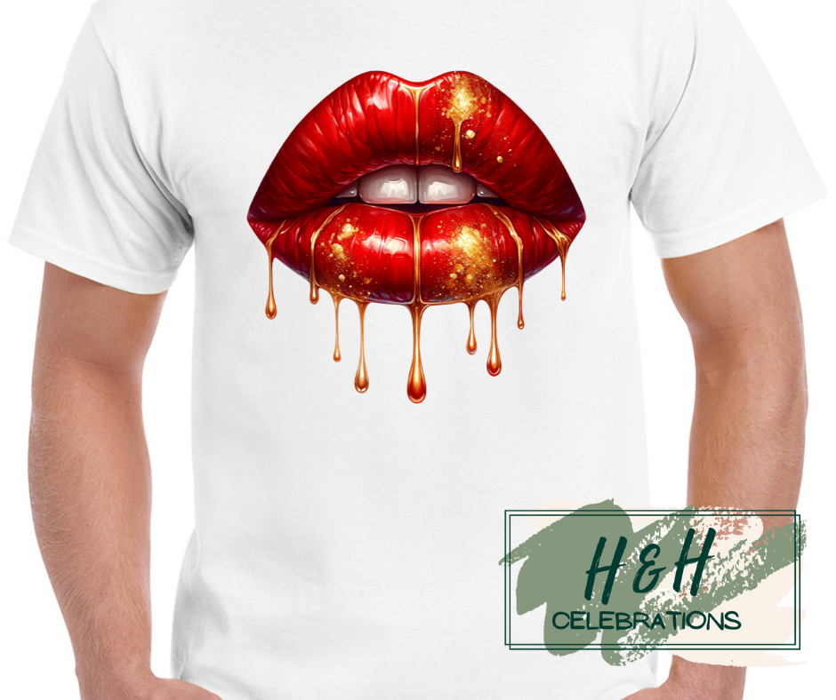 Dripping Red Lips Womens T-Shirt - 13 Colours