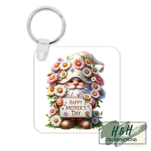 Happy Mother's Day Gnome MDF Keyring
