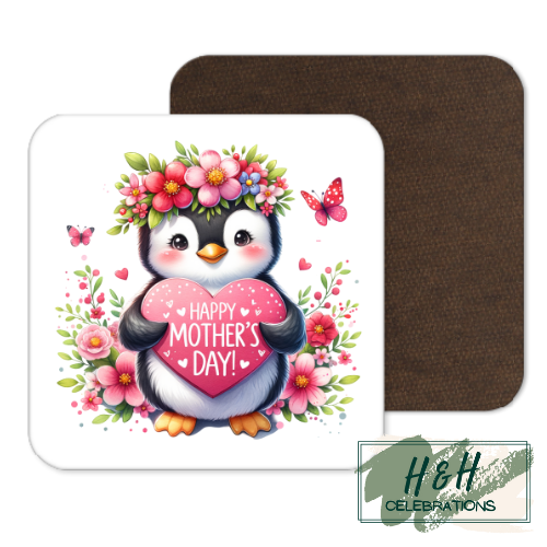 Happy Mother's Day Penguin MDF Coaster