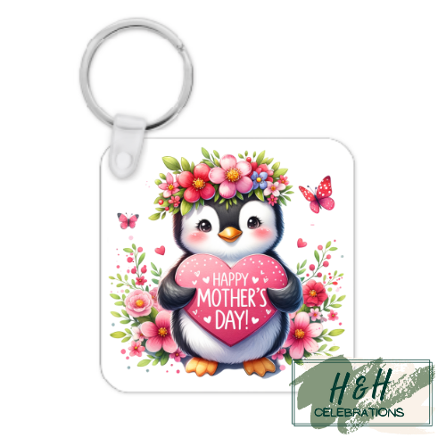 Happy Mother's Day Penguin MDF Keyring