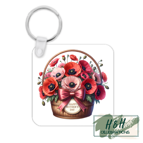 Happy Mother's Day Poppy MDF Keyring