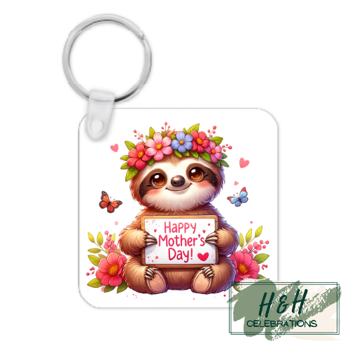 Happy Mother's Day Sloth MDF Keyring