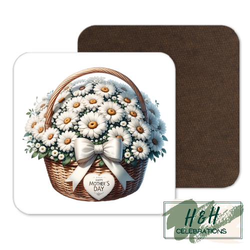 Happy Mother's Day White Floral MDF Coaster