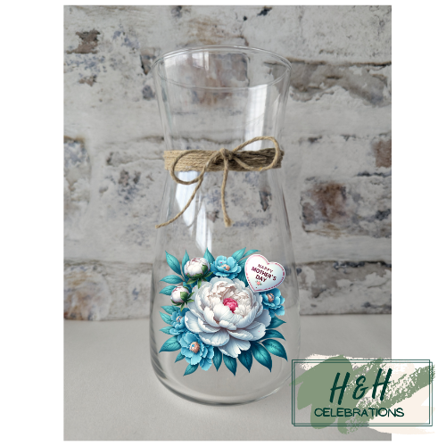 Happy Mother's Day Blue Floral Vase