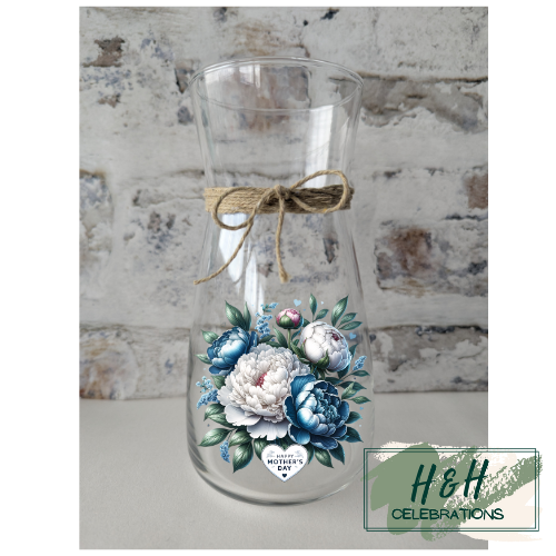 Happy Mother's Day Blue & White Floral Vase