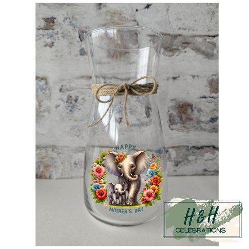 Happy Mother's Day Elephants Vase