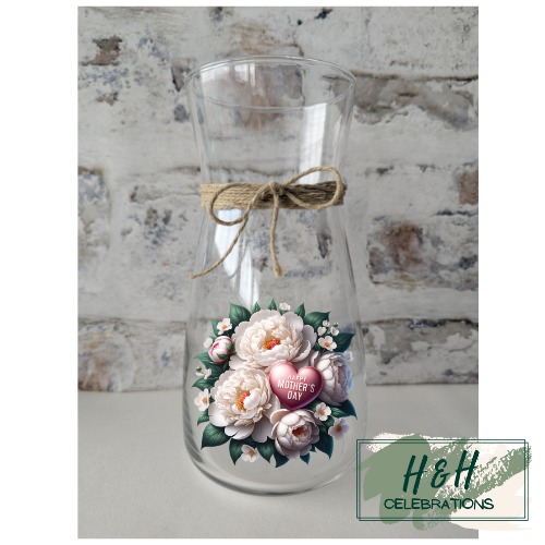 Happy Mother's Day White Floral Heart Vase