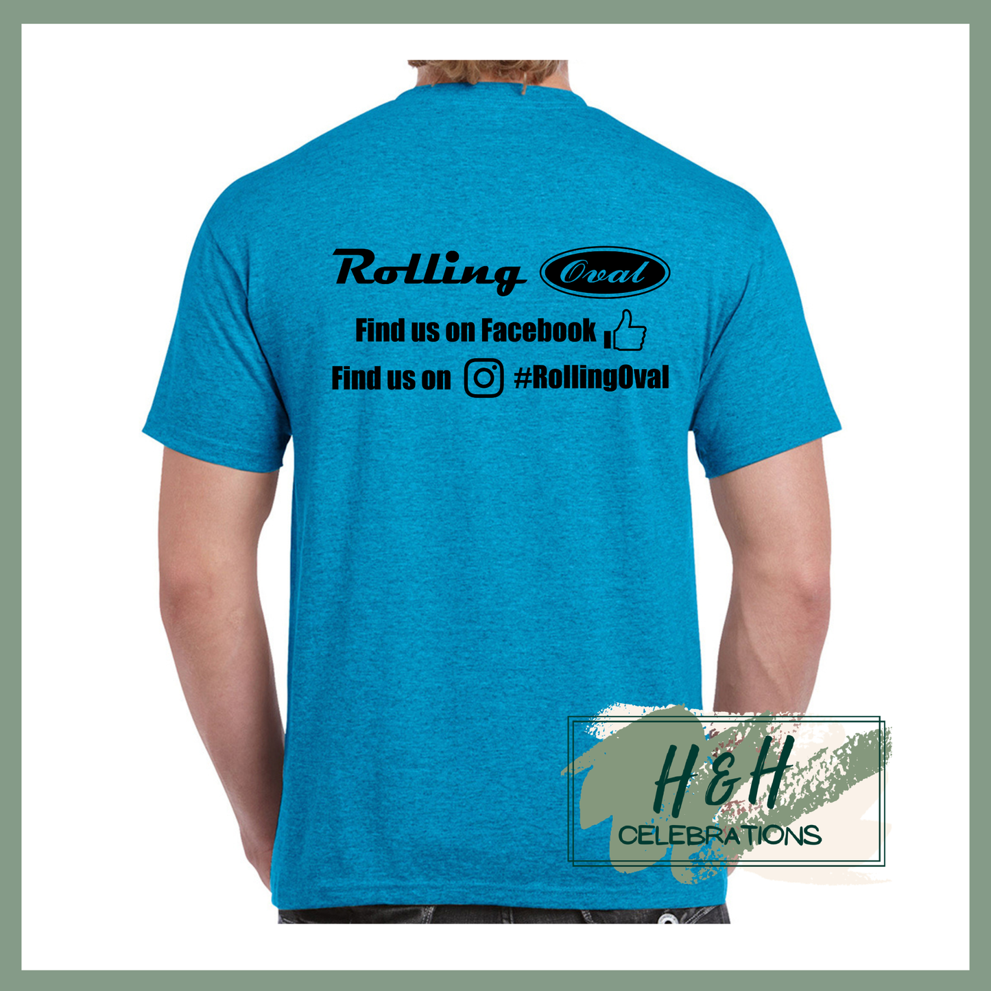 Rolling Oval T-Shirt For Adults - Heather Sapphire