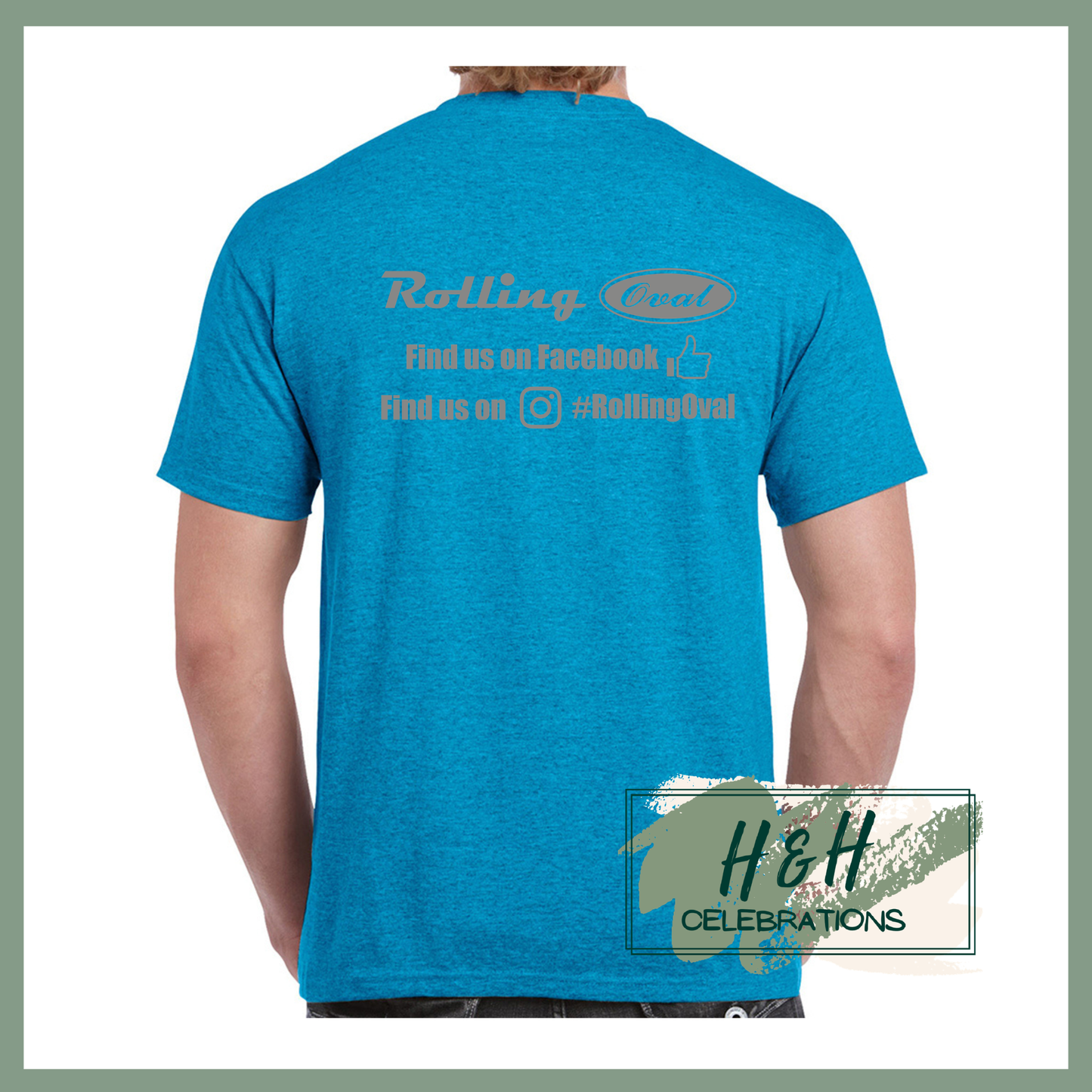 Rolling Oval T-Shirt For Adults - Heather Sapphire