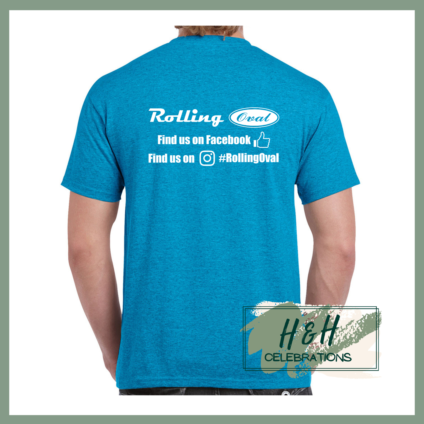 Rolling Oval T-Shirt For Adults - Heather Sapphire