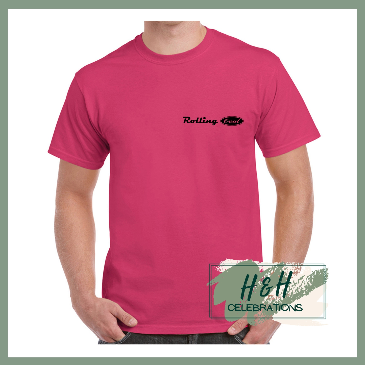 Rolling Oval T-Shirt For Adults - Heliconia