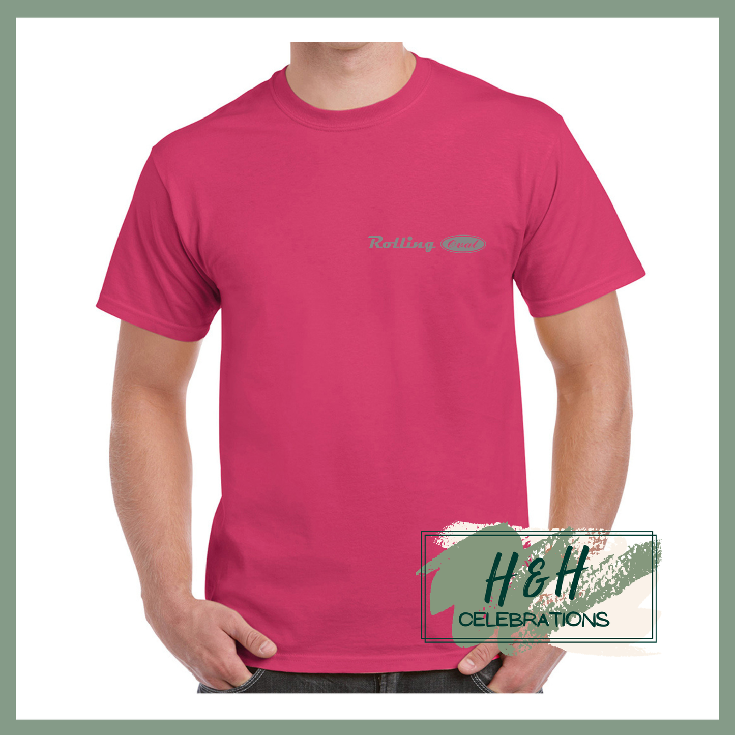 Rolling Oval T-Shirt For Adults - Heliconia