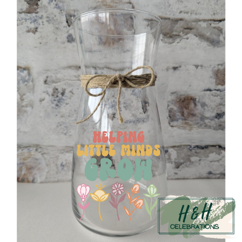 Helping Little Minds Grow Glass Vase