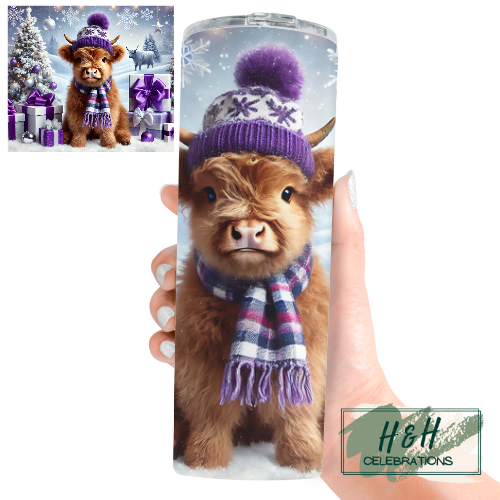 Highland Cow Winter 20oz Skinny Tumbler