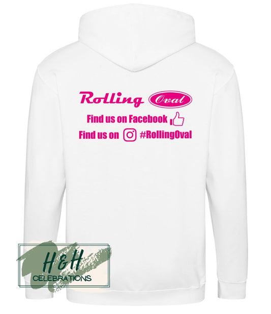 Rolling Oval Zipped Hoodie For Adults - White