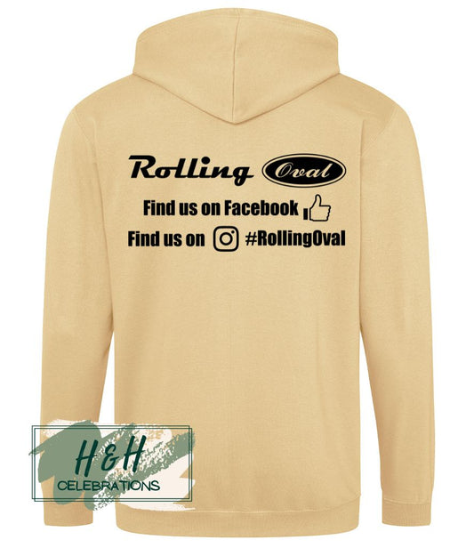 Rolling Oval Zipped Hoodie For Adults - Desert Sand
