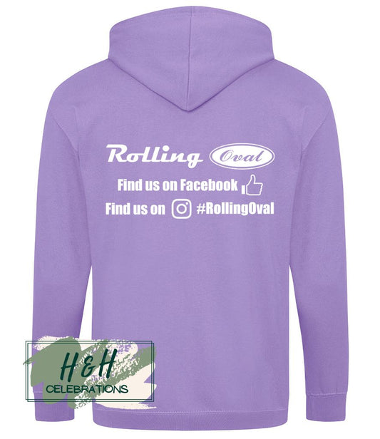 Rolling Oval Zipped Hoodie For Adults - Digital Lavender