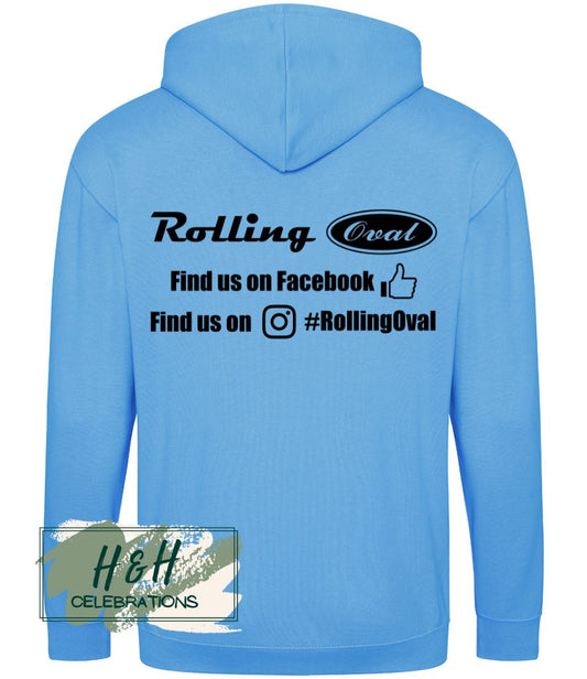 Rolling Oval Zipped Hoodie For Adults - Hawaiian Blue