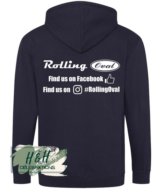 Rolling Oval Zipped Hoodie For Adults - New French Navy
