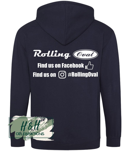 Rolling Oval Zipped Hoodie For Adults - Oxford Navy