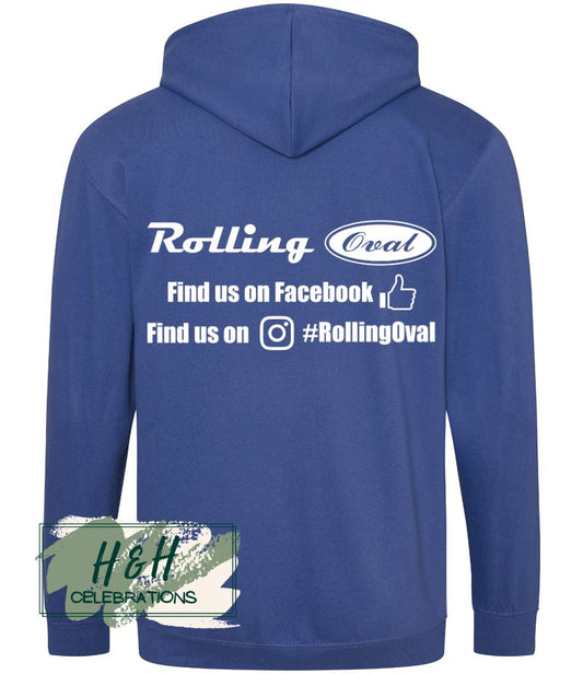 Rolling Oval Zipped Hoodie For Adults - Royal Blue