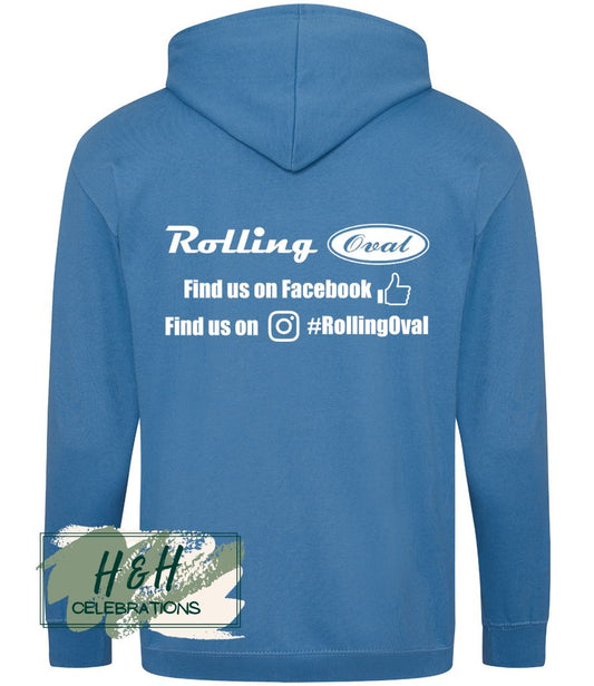 Rolling Oval Zipped Hoodie For Adults - Sapphire Blue