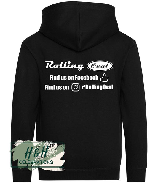 Rolling Oval Zipped Hoodie For Kids - Black