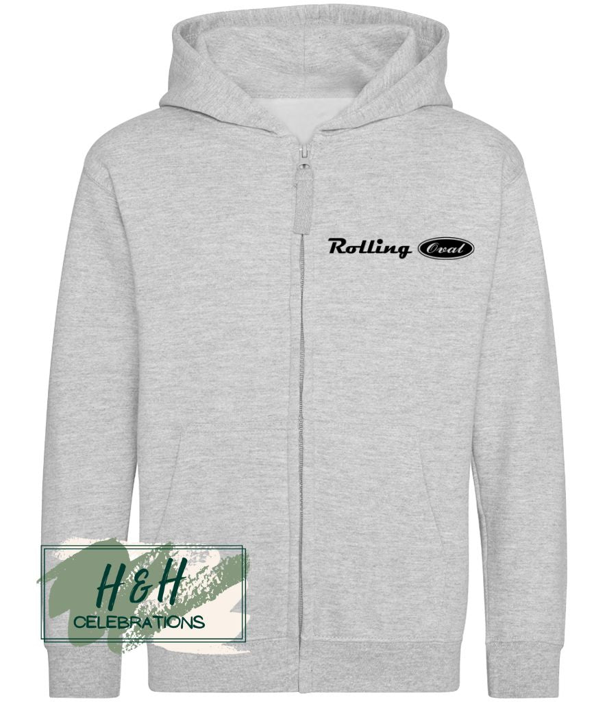 Rolling Oval Zipped Hoodie For Kids - Heather Grey
