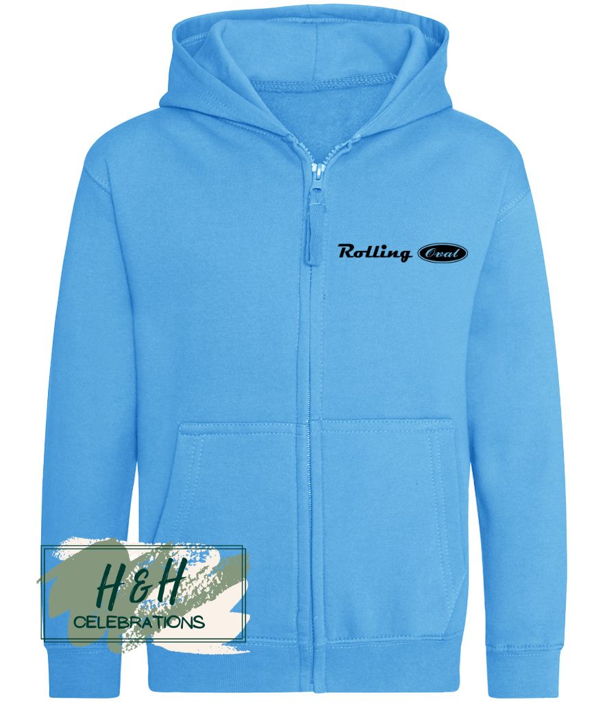 Rolling Oval Zipped Hoodie For Kids - Hawaiian Blue