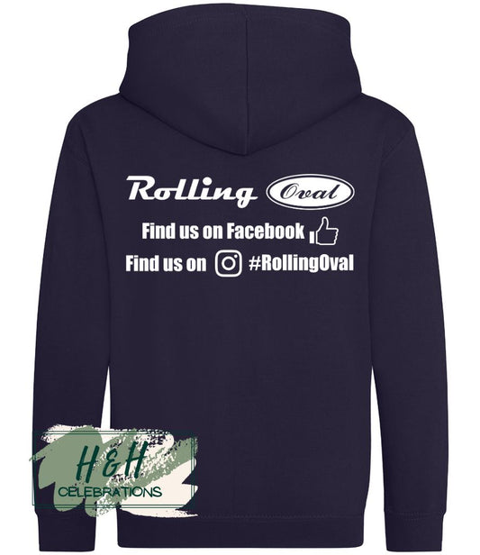 Rolling Oval Zipped Hoodie For Kids - Oxford Navy