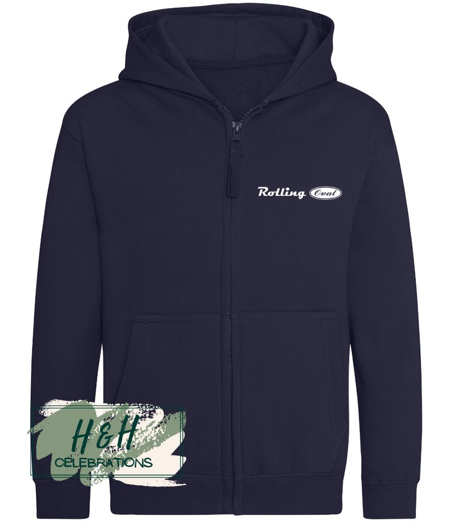 Rolling Oval Zipped Hoodie For Kids - Oxford Navy