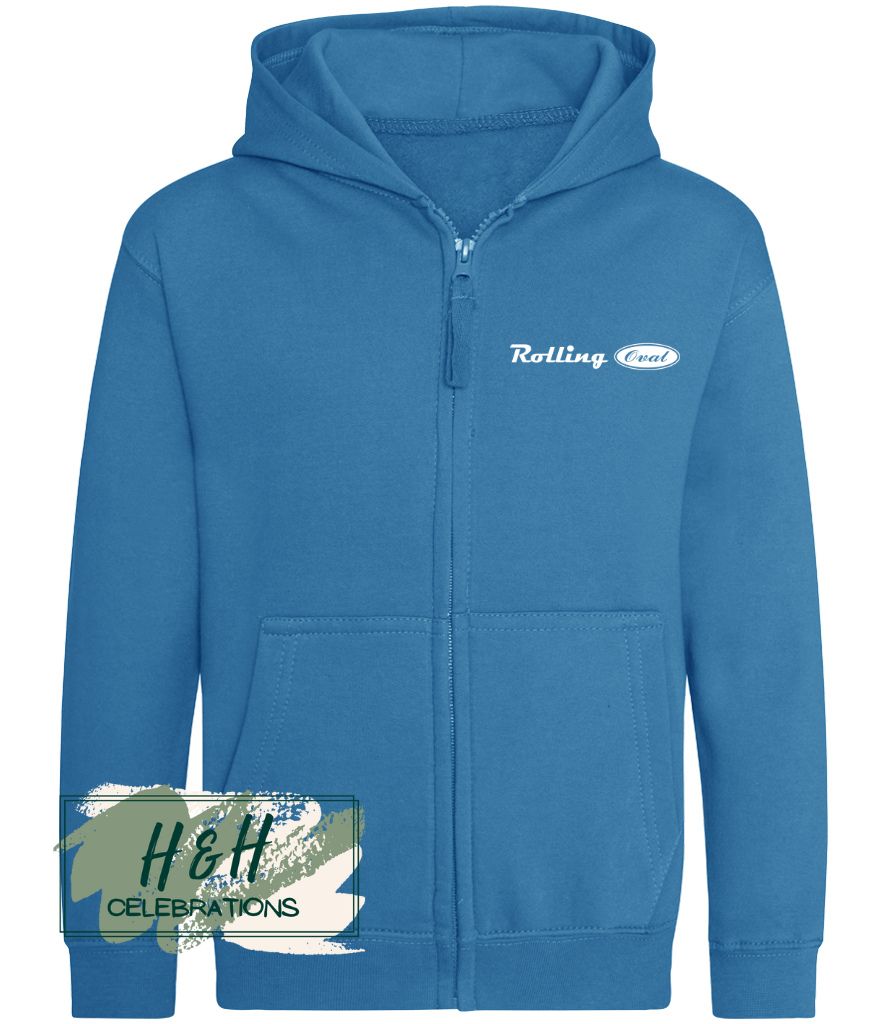 Rolling Oval Zipped Hoodie For Kids - Sapphire Blue