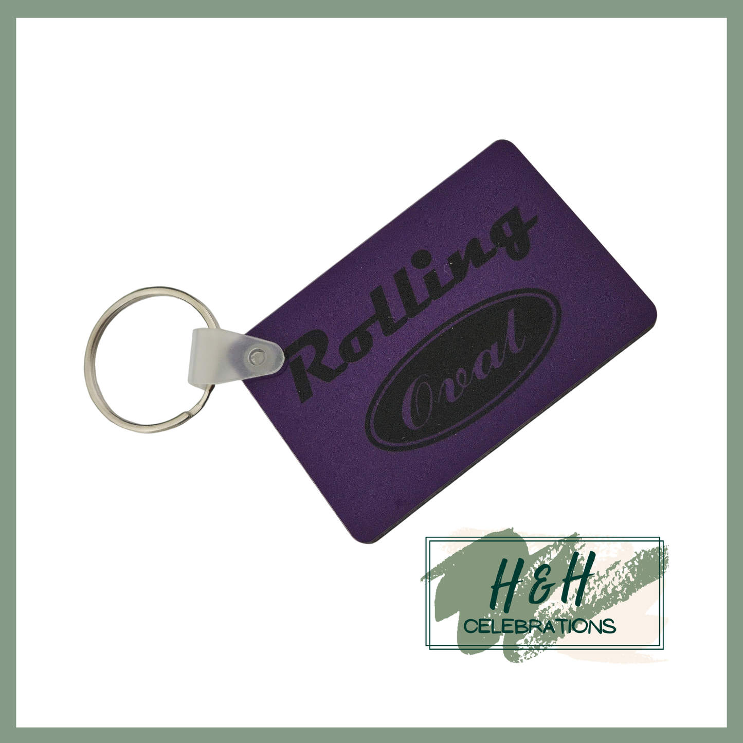 Rolling Oval MDF Keyring - Purple