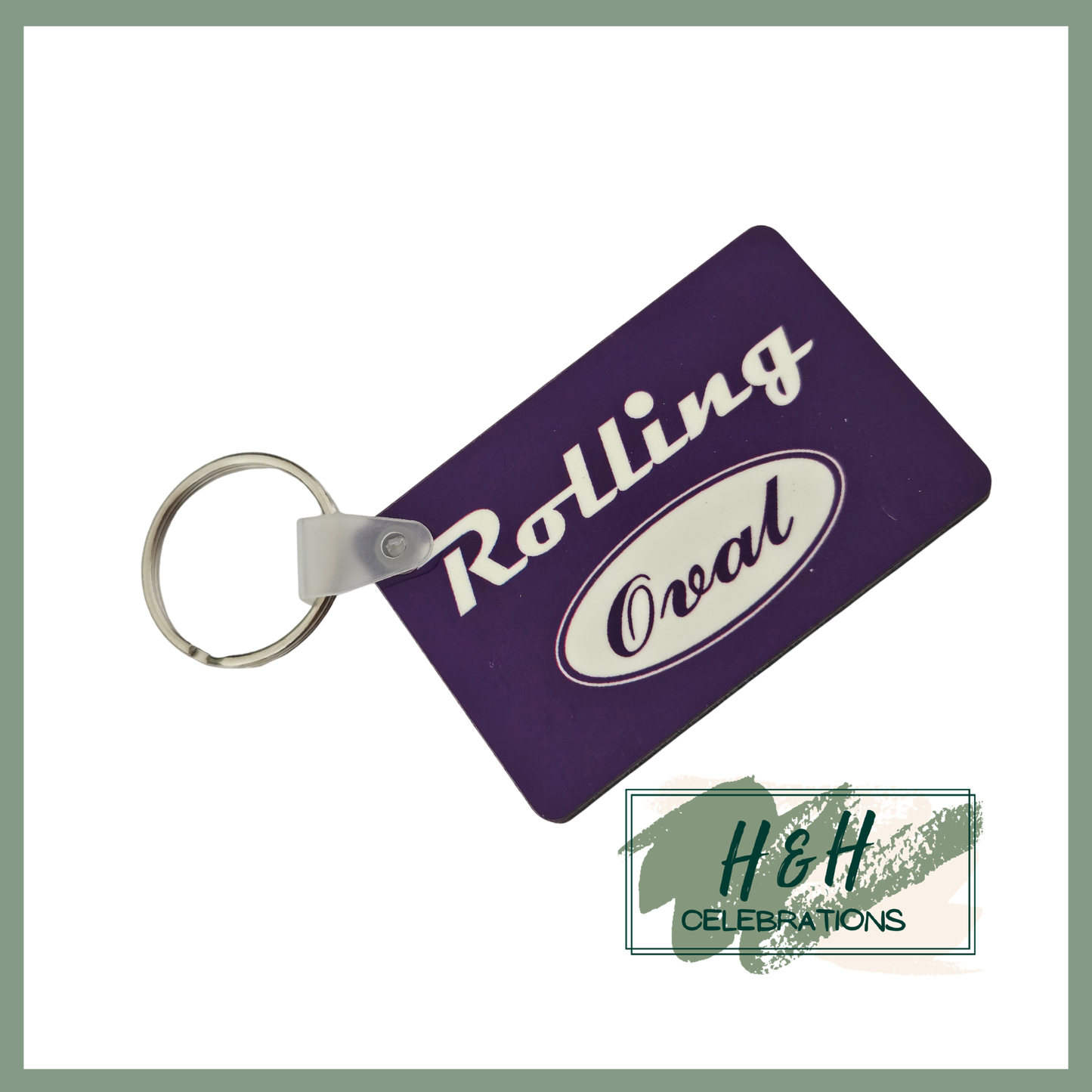 Rolling Oval MDF Keyring - Purple
