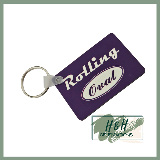 Rolling Oval MDF Keyring - Purple