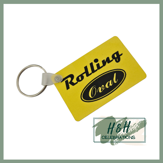Rolling Oval MDF Keyring - Yellow