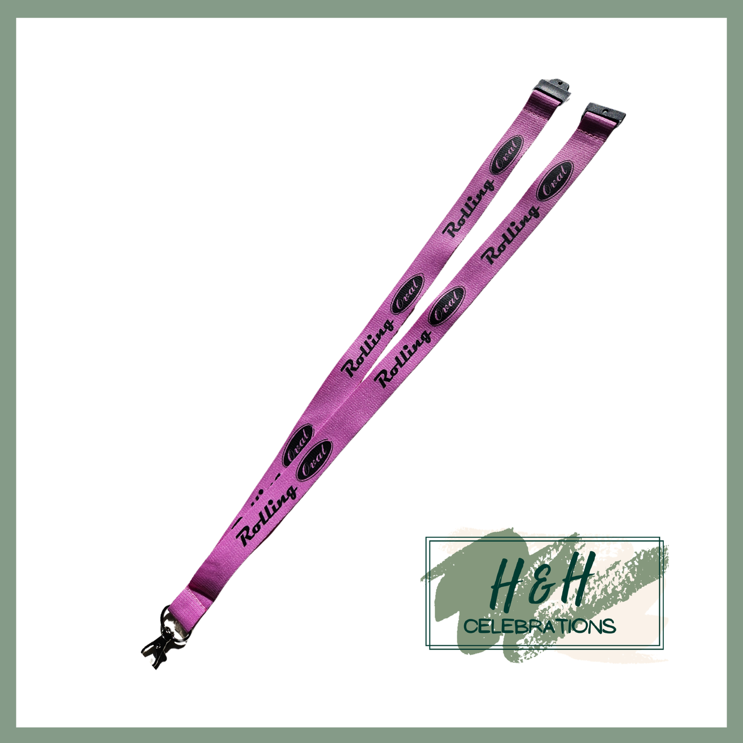 Rolling Oval Lanyard - Pink