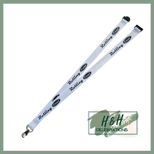Rolling Oval Lanyard - White