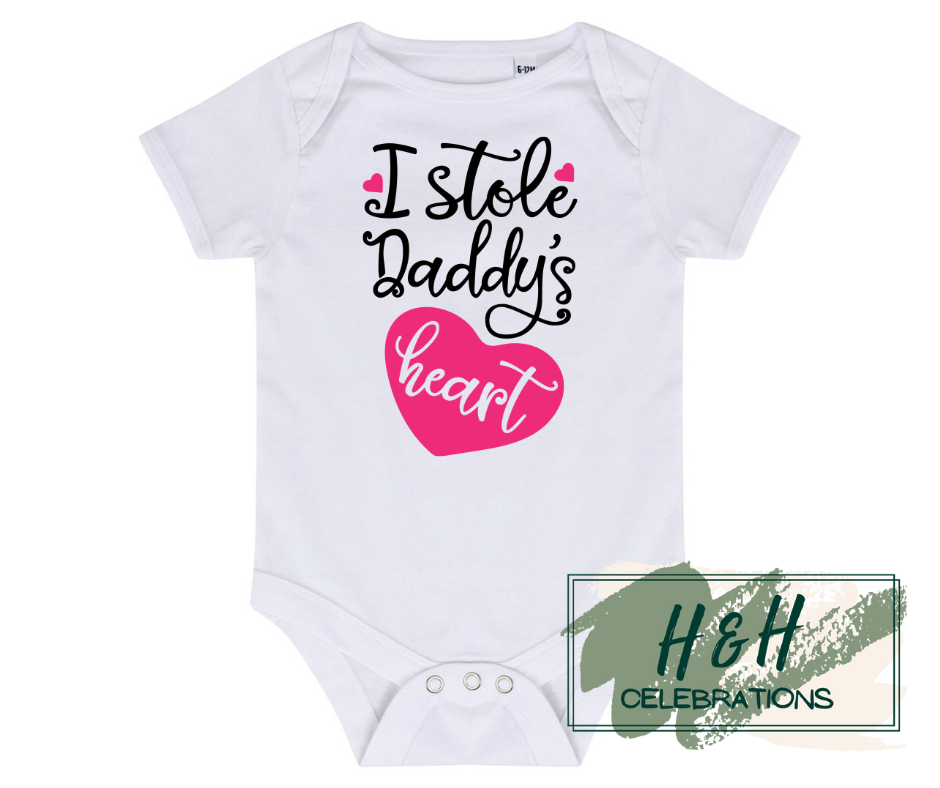 I Stole Daddy's Heart Short Sleeve Vest - Baby