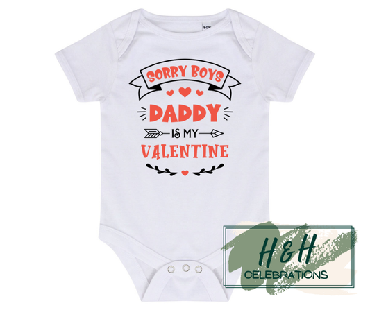 Sorry Boys Daddy Is My Valentine Short Sleeve Vest - Baby