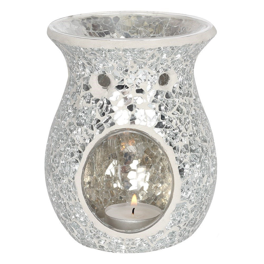 Large Silver Crackle Wax Melt Burner