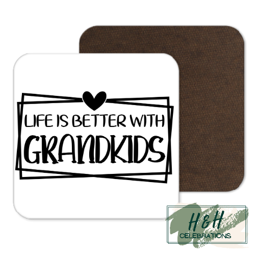 Life Is Better With Grandkids Boarder MDF Coaster