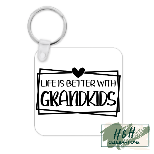 Life Is Better With Grandkids Border MDF Keyring
