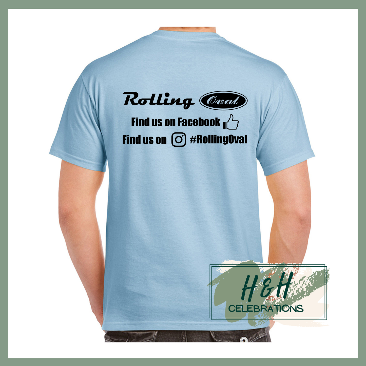 Rolling Oval T-Shirt For Adults - Light Blue