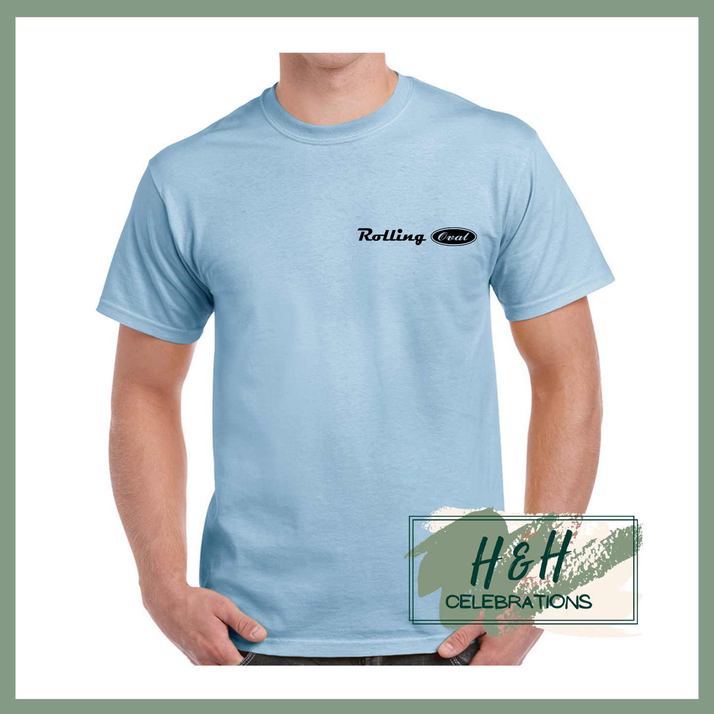 Rolling Oval T-Shirt For Adults - Light Blue