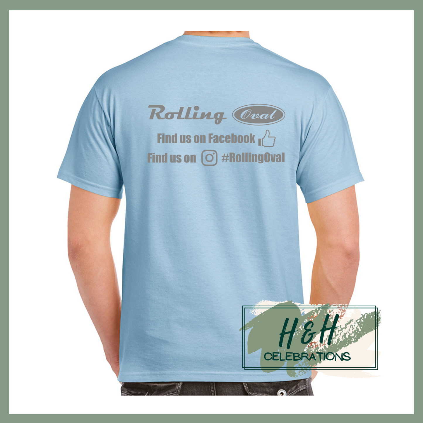 Rolling Oval T-Shirt For Adults - Light Blue