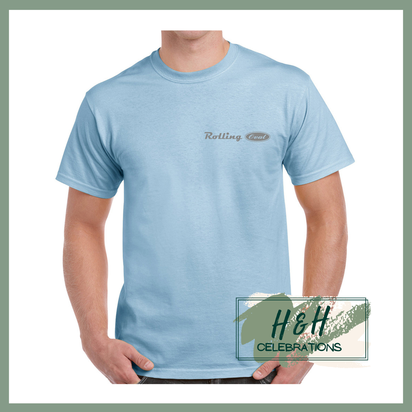 Rolling Oval T-Shirt For Adults - Light Blue