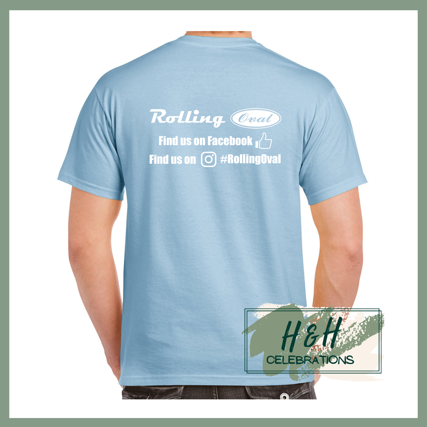 Rolling Oval T-Shirt For Adults - Light Blue