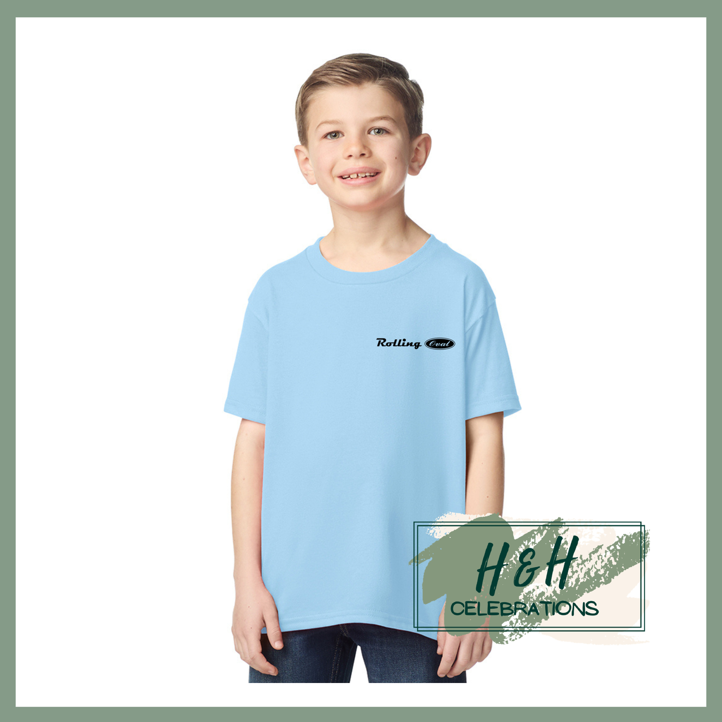 Rolling Oval T-Shirt For Kids - Light Blue