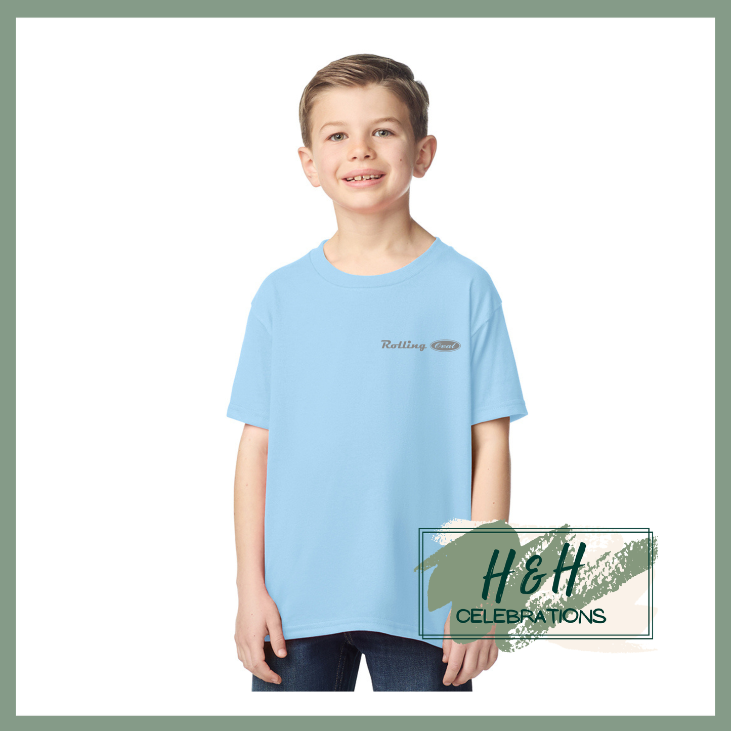 Rolling Oval T-Shirt For Kids - Light Blue